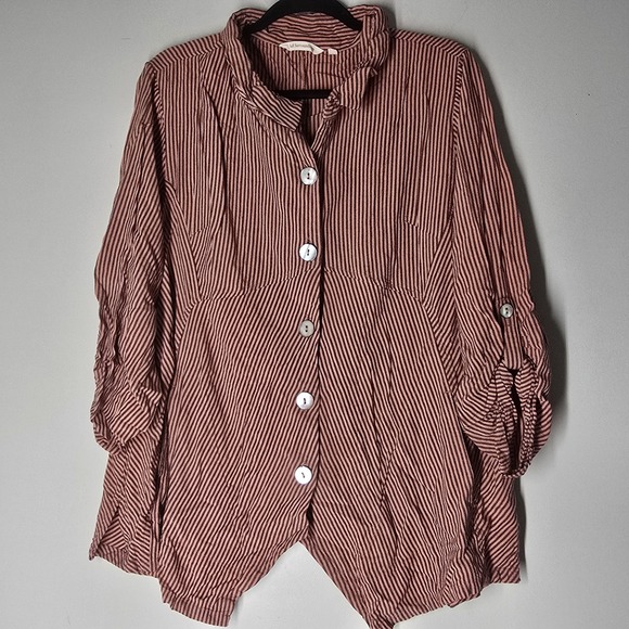 Soft Surroundings 2X Tunic Top Sasha Asymmetrical Buttons Pockets Boho chic - Picture 1 of 8
